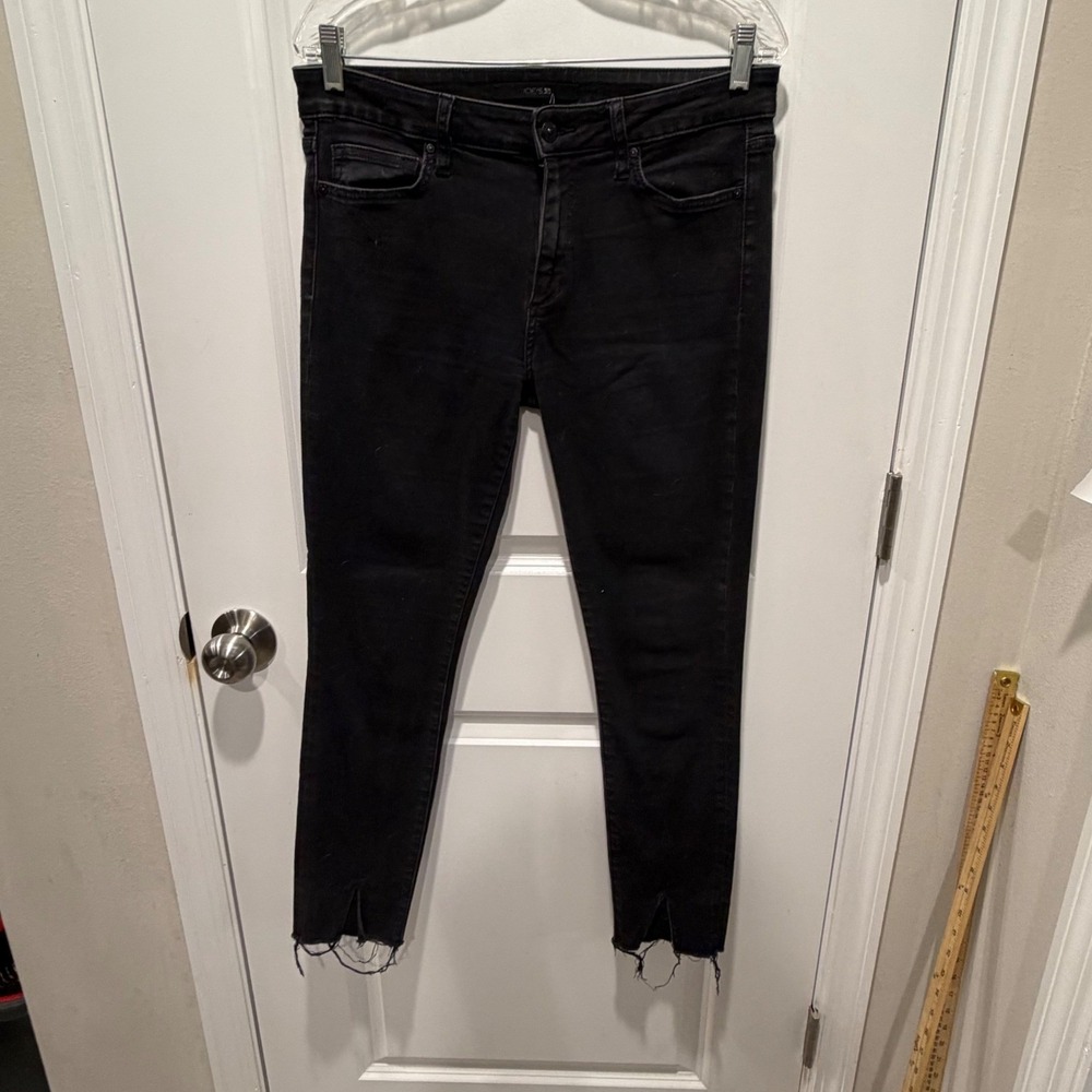 Joe's Jeans Womens Skinny Jeans Raw Step Hem Black Size 30